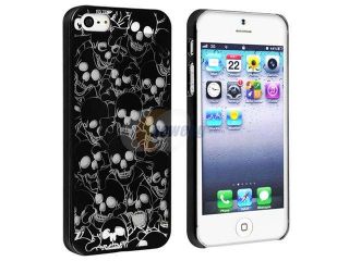 Insten Snap on Case Compatible with Apple iPhone 5, Black/ Cute Skull