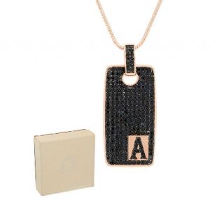 Bronzo Italia 3.50 cttw Black Spinel Rose Initial Tag Necklace   J289687 —