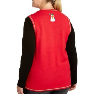 Women's Plus Size Snowman Christmas Sweater Vest