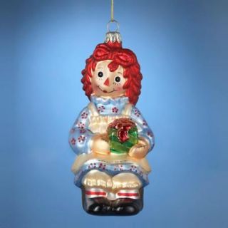 Pack of 6 Raggedy Ann with Present Glass Christmas Ornaments 5.25"