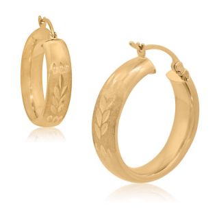 Gioelli 14k Yellow Gold Diamond Cut Wide Petite Hoop Earrings