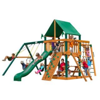 Gorilla Playsets Navigator with Timber Shield and Deluxe Green Vinyl Canopy Cedar Playset 01 0020 TS 1
