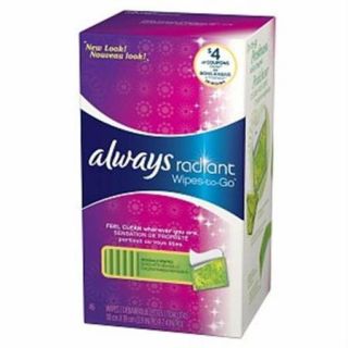 Always Radiant Wipes To Go 46 ea (Pack of 6)