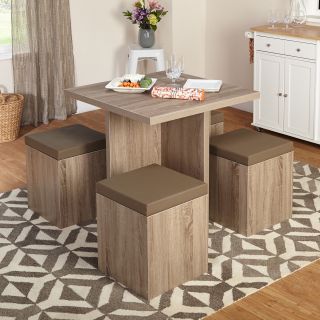 Simple Living 5 piece Baxter Dining Set with Storage Ottomans