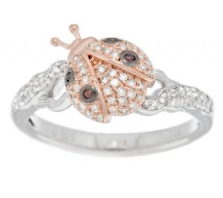 Lucky Ladybug Diamond Ring, Sterling, 1/4 cttw, by Affinity   J289874 —