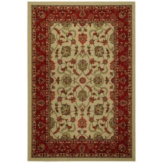 Rubber Back Ivory Traditional Floral Non Skid Area Rug 5 feet x 6 feet