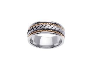 Men'S 14K Two Tone Gold Braided/Hand Woven Wedding Band (8.00Mm)