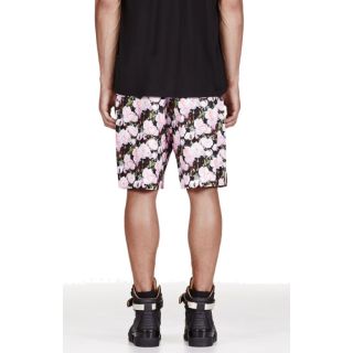 Givenchy Pink Rose Print Pleated Shorts