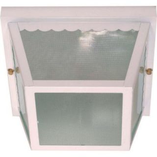 Glomar 2 Light Outdoor White Carport Flush Mount with Textured Frosted Glass HD 470