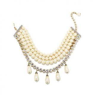 Heidi Daus "Grand Simplicity" 4 Strand Simulated Pearl and Crystal Graduated Co   7895586