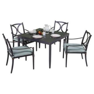 RST Brands Astoria 5 Piece Patio Cafe Dining Set with Bliss Blue Cushions OP ALTS5 AST BLS K