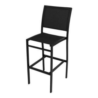 POLYWOOD Bayline Textured Black/Black Sling Patio Bar Side Chair A192 12908