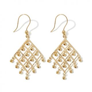 14K Gold Diamond Shaped Drop Earrings with Bead Dangles   7836059