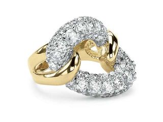 PalmBeach Jewelry 2.95 TCW Cubic Zirconia Link Ring in 14k Gold Plated