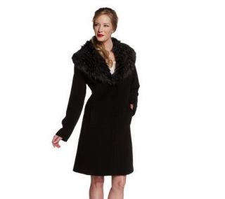 Luxe Rachel Zoe Button Front Coat with Faux Fur Shawl Collar   A220297 —