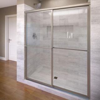 Basco Deluxe 40 in. x 68 in. Framed Sliding Shower Door in Brushed Nickel 7150 40TCLBN