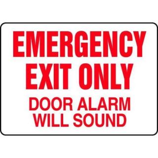 ACCUFORM SIGNS MEXT591VP Fire Exit with Alarm Sign, 7 x 10In, R/WHT