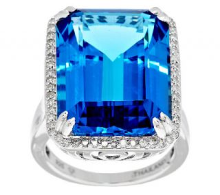 As Is 22.00 ct tw Ostro Royal Blue Topaz & 1/4cttw Diamond Ring —
