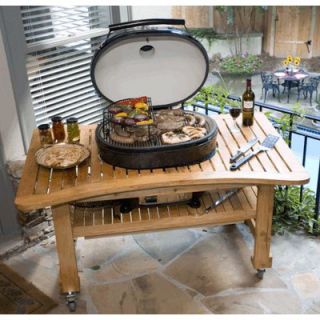 Teak Table for Extra Large Oval Grill by Primo Grills