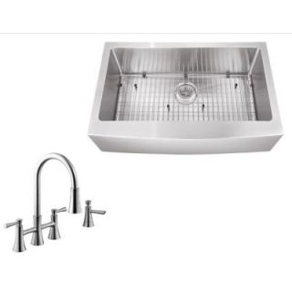 Schon All in One Farmhouse Apron Front Stainless Steel 31 in. Single Bowl Kitchen Sink with Faucet SC2067065SS