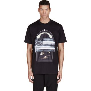 Givenchy Black Oversized American Flag T Shirt