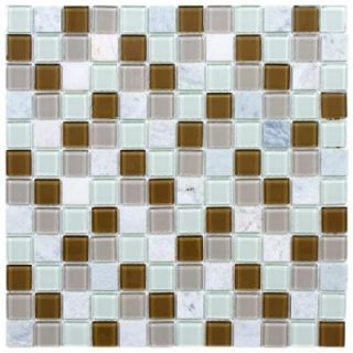 Merola Tile Spectrum Square Manzanilla 11 3/4 in. x 11 3/4 in. x 4 mm Glass and Stone Mosaic Tile GSHSSQMZ