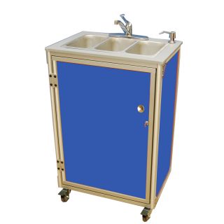 MONSAM Blue Triple Basin Stainless Steel Portable Sink