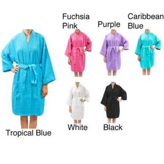 Leisureland Women's Waffle Weave Spa Bath Robe Tropical Blue