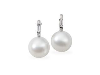 18K Palladium White Gold South Sea Cultured Pearl W/Diamond Earring