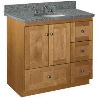 Simplicity by Strasser Shaker 36 in. W x 21 in. D x 34.5 in. H Vanity with Right Drawers Cabinet Only in Natural Alder 01.133.2