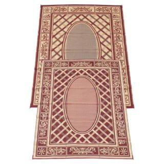 Fireside Patio Mats Country Cabin Coral and Beige 9 ft. x 12 ft. Polypropylene Indoor/Outdoor Reversible Patio/RV Mat 2059_9x12_Country_Cabin