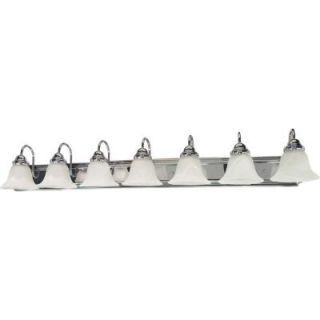 Glomar 7 Light Polished Chrome Vanity Light with Alabaster Glass Bell Shades HD 290