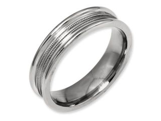 Titanium Grooved and Beaded 6mm Polished Comfort Fit Wedding Band Ring (SIZE 8 )