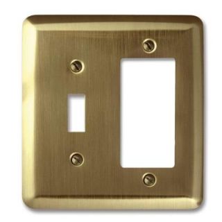Amerelle Steel 1 Toggle 1 Decora Wall Plate   Brushed Brass 154TR