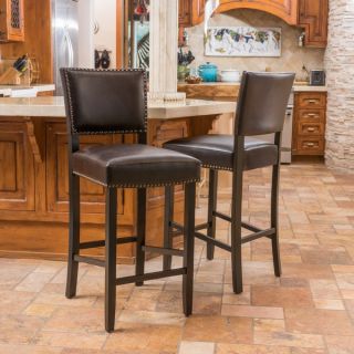 Christopher Knight Home Owen Bonded Leather Backed Barstool (Set of 2