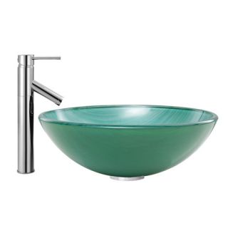 Whispering Wind Glass Vessel Sink and Dior Faucet Set