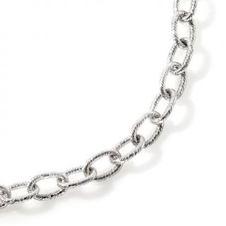 Stately Steel 6mm 30" Oval Textured Cross Cut Link Chain Necklace   7094545