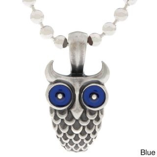 CGC Pewter Barn Owl with Red Crystal Eyes Pendant Chain Necklace