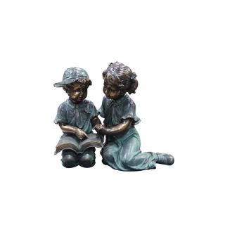 Boy and Girl Reading Together Statue