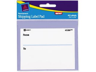 Avery 45280 Permanent Label Pads, 3 x 4, White, 40/Pack