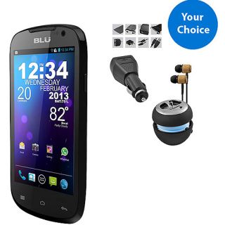 BLU Dash 4.0 D270a GSM Dual SIM Android Cell Phone (Unlocked), Black and Accessory Kit w/Portable Speaker