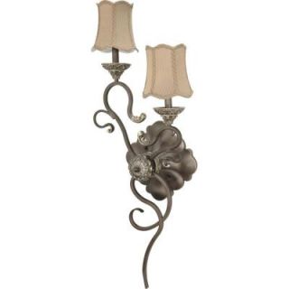 Glomar Celeste 2 Light Gold Coast Left Hand Wall Sconce with Fabric Shades DISCONTINUED HD 1151