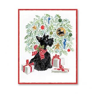Caspari Scotty With Ornament Christmas Cards