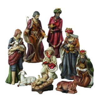 Kurt Adler 9 inch 9 piece Porcelain Nativity Figures Tablepiece Set