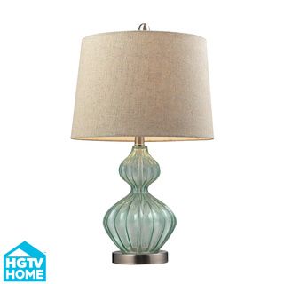 HGTV HOME Smoked Glass 1 light Pale Green Table Lamp