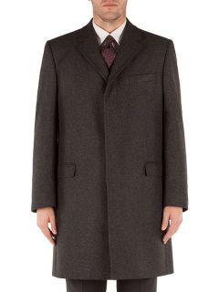 Pierre Cardin Herringbone Formal Button Overcoat Charcoal