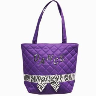 Girl's Small Purple Quilted Nylon Dance Tote Bag w/ Zebra Print Bow BG822 PP NEW