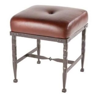 Forest Hill Foot Stool (Std. Faux Leather in Lizardo Black, Hand Rubbed Bronze)