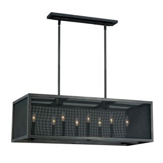 Cascadia Wicker Park 17 in W 8 Light Warm Pewter Kitchen Island Light with Textured Shade