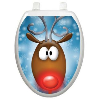 Toilet Tattoos Holiday Toilet Seat Applique with Reindeer Design
